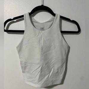 Athleta girl long distance 2.0 white tank top